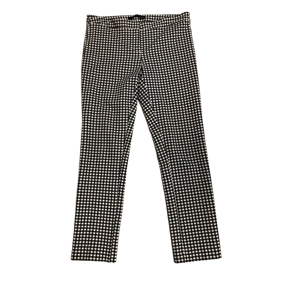 Amanda & Chelsea Black & White Checkered Ankle Pants Womens Size 4 Rayon Blend